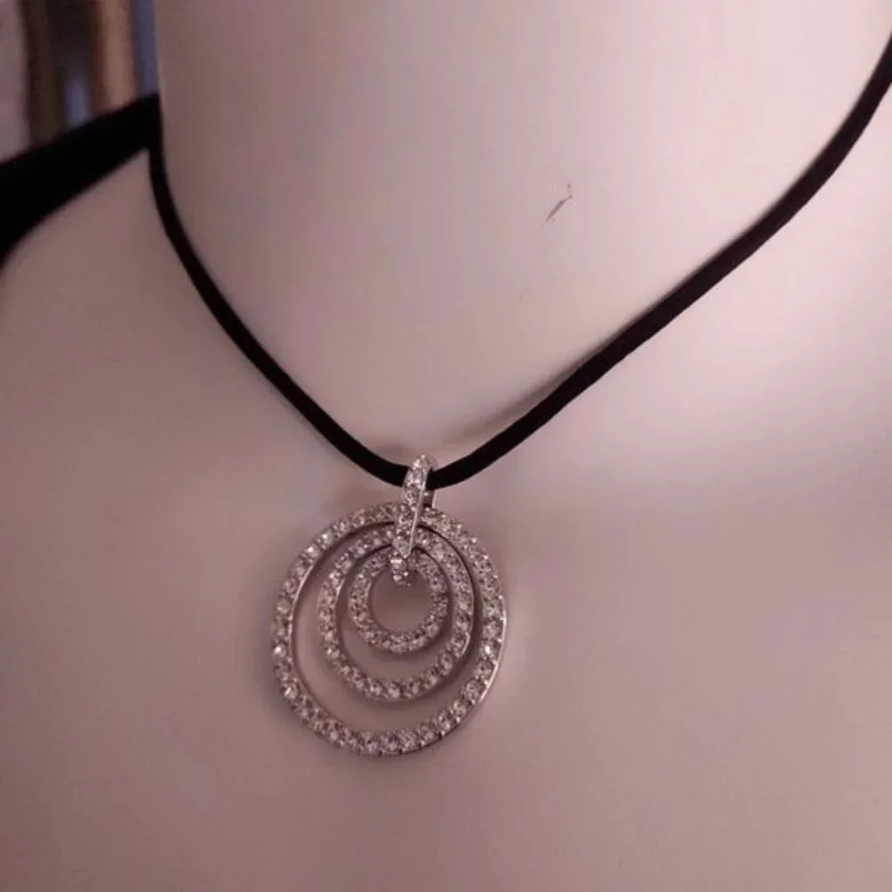 Choker necklaces - lot of two.cor, silver, rhinestone lobster claw